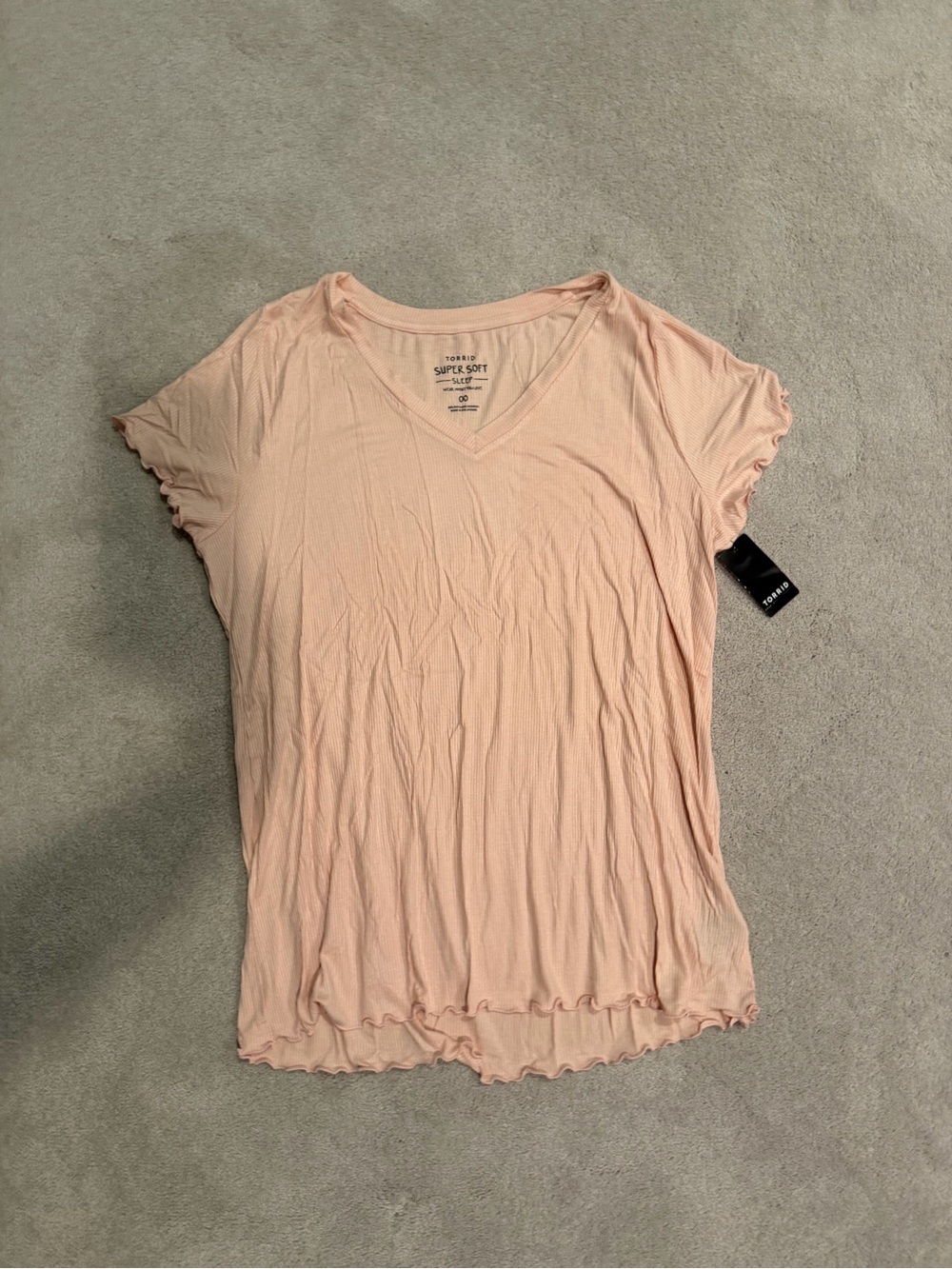 TORRID Pink V‑Neck Lettuce‑Edge Top